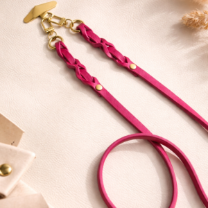 Handyband Leder mit Patch in gold/pink