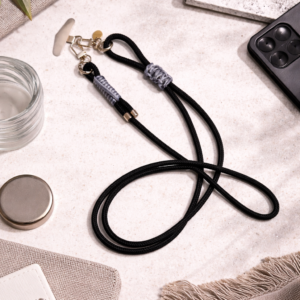 Handykette verstellbar in silber/schwarz