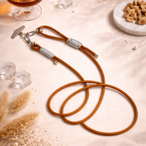 Handykette verstellbar in silber/cognac